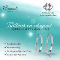 Oorringen &acirc;&euro;&ldquo; 35mm Creool Puntjes Patroon RVS Zilverkleur Dames -