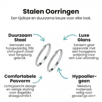 Oorringen &acirc;&euro;&ldquo; 35mm Creool Puntjes Patroon RVS Zilverkleur Dames -