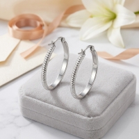 Oorringen &acirc;&euro;&ldquo; 35mm Creool Puntjes Patroon RVS Zilverkleur Dames -