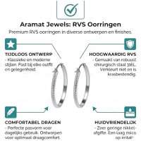 Oorringen &acirc;&euro;&ldquo; 35mm Creool Puntjes Patroon RVS Zilverkleur Dames -