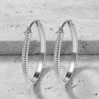 Oorringen &acirc;&euro;&ldquo; 35mm Creool Puntjes Patroon RVS Zilverkleur Dames -