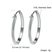 Oorringen &acirc;&euro;&ldquo; 35mm Creool Puntjes Patroon RVS Zilverkleur Dames -