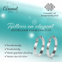 Zilverkleurige RVS Oorringen met Streepjes Motief - 20 mm -