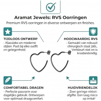 Zwarte Hartvormige Hoepel Oorstekers 20mm - Zwart / 20mm -