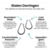 Zwarte Hoepel Oorbellen - Oorringen ovaal - Zwart / 30mm -