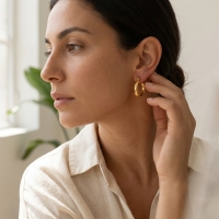 Oorringen &acirc;&euro;&ldquo; 20mm Creool Anker & Ster Motief RVS Goudkleur Dames -