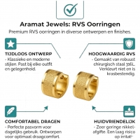 Goudkleurige RVS oorringetjes met sandblasted streep -