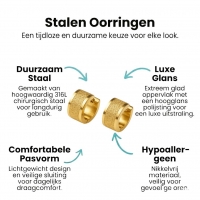 Goudkleurige RVS oorringetjes met sandblasted streep -