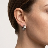 Oorringen &acirc;&euro;&ldquo; RVS Zilverkleur Mat met Glansstreep (13mm) -