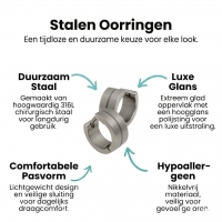 Oorringen &acirc;&euro;&ldquo; RVS Zilverkleur Mat met Glansstreep (13mm) -