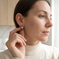 Oorringen &acirc;&euro;&ldquo; RVS Zilverkleur Mat met Glansstreep (13mm) -