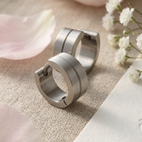 Oorringen &acirc;&euro;&ldquo; RVS Zilverkleur Mat met Glansstreep (13mm) -
