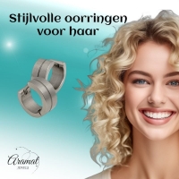 Oorringen &acirc;&euro;&ldquo; RVS Zilverkleur Mat met Glansstreep (13mm) -