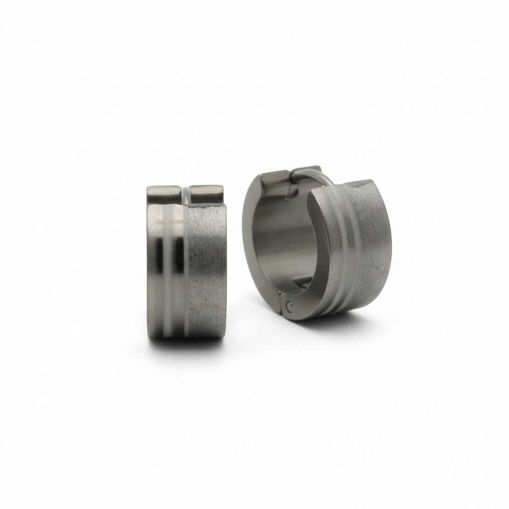 Oorringen &acirc;&euro;&ldquo; RVS Zilverkleur Sandblasted/Glans (13mm) -