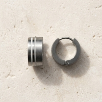 Oorringen &acirc;&euro;&ldquo; RVS Zilverkleur Sandblasted/Glans (13mm) -