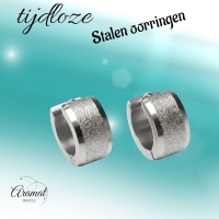 Huggies &acirc;&euro;&ldquo; RVS Sandblasted Zilverkleur (13mm) -