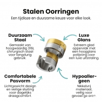 Oorringen &acirc;&euro;&ldquo; Bicolor RVS met Goudkleurige & Zilverkleurige Strepen (13mm) -