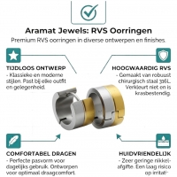 Oorringen &acirc;&euro;&ldquo; Bicolor RVS met Goudkleurige & Zilverkleurige Strepen (13mm) -