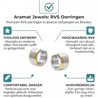 Oorringen &acirc;&euro;&ldquo; Bicolor RVS met Brede Zilverkleurige Streep (13mm) -