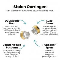 Oorringen &acirc;&euro;&ldquo; Bicolor RVS met Brede Goudkleurige Streep (13mm) -