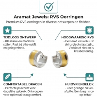 Oorringen &acirc;&euro;&ldquo; Bicolor RVS met Brede Goudkleurige Streep (13mm) -