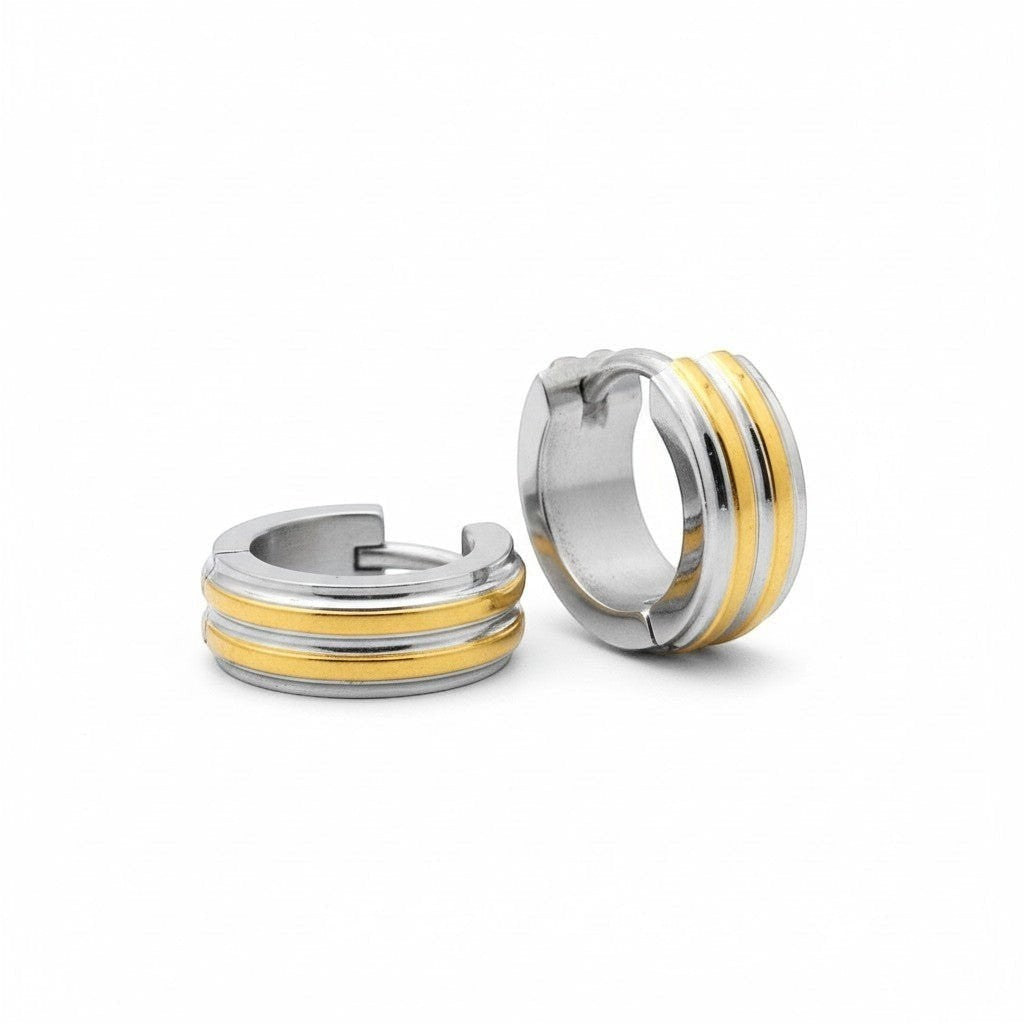 Bicolor RVS Klap creolen voor Kinderen 10mm -