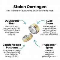 Bicolor RVS Klap creolen voor Kinderen 10mm -