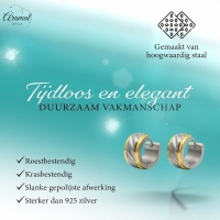 Huggies &acirc;&euro;&ldquo; Bicolor RVS Gediamanteerd Design (Goudkleur & Zilverkleur) -