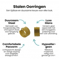 Huggies &acirc;&euro;&ldquo; Goudkleurig RVS Gediamanteerd met Sandblasted Streepjes -