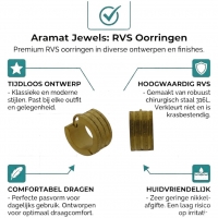 Huggies &acirc;&euro;&ldquo; Goudkleurig RVS Gediamanteerd met Sandblasted Streepjes -