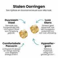 Oorringen &acirc;&euro;&ldquo; Goudkleurig RVS Sandblasted & Glanzende Strepen (13x7mm) -
