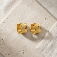 Oorringen &acirc;&euro;&ldquo; Goudkleurig RVS Sandblasted & Glanzende Strepen (13x7mm) -
