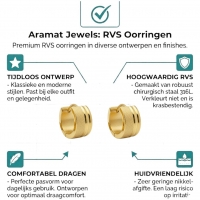 Oorringen &acirc;&euro;&ldquo; Goudkleurig RVS Sandblasted & Glanzende Strepen (13x7mm) -