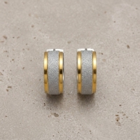 RVS oorringen - Bicolor - Sandblasted -