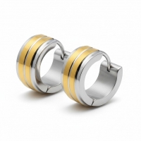 Huggies &acirc;&euro;&ldquo; RVS Bicolor met Dubbele Goudkleurige Streep (13mm) -