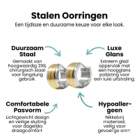 Huggies &acirc;&euro;&ldquo; RVS Bicolor met Dubbele Goudkleurige Streep (13mm) -