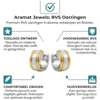 Creolen &acirc;&euro;&ldquo; Bicolor RVS met Dubbele Goudkleurige Streep (13mm) -