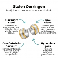 Creolen &acirc;&euro;&ldquo; Bicolor RVS met Dubbele Goudkleurige Streep (13mm) -