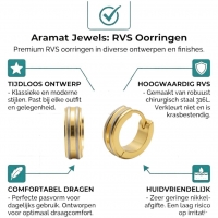 Creolen &acirc;&euro;&ldquo; RVS Bicolor Mat met Goudkleurige Strepen (13mm) -