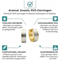Bicolor RVS Oorringen met Mat Zilver en Goudkleurige Streep 13mm -