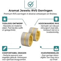 Oorringen &acirc;&euro;&ldquo; Mat Bicolor RVS Zilver/Goud (13x7mm) -