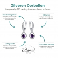925 Zilveren Bloem Oorringen 10mm - Elegante Hoepels met Bloem Bedel - Paars -
