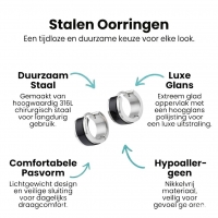 Oorringen &acirc;&euro;&ldquo; Bicolor RVS Glans Zwart/Zilver (13x7mm) -