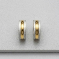 Oorringen &acirc;&euro;&ldquo; Mat Bicolor RVS Zilver/Goud (20x7mm) -