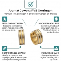 Oorringen &acirc;&euro;&ldquo; Mat Bicolor RVS Drie Strepen Zilver/Goud (13x4mm) -