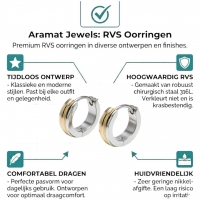 Oorringen &acirc;&euro;&ldquo; Smalle Bicolor RVS Zilver/Goud Streepjes (13x4mm) -