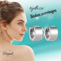 Brede Zilverkleurige Rvs huggies - 13mm -