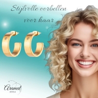 Trendy Goudkleurige Stalen hoepel Oorbellen -