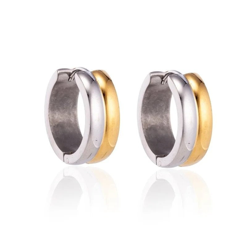 RVS oorringen - Bicolor Staal - Glanzend - 13mm -