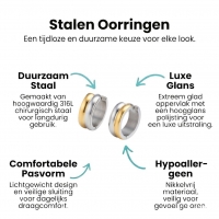 RVS oorringen - Bicolor Staal - Glanzend - 13mm -